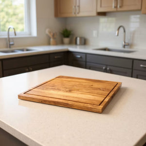 Apfelbaumbrett aus Längsholz in einer Küche